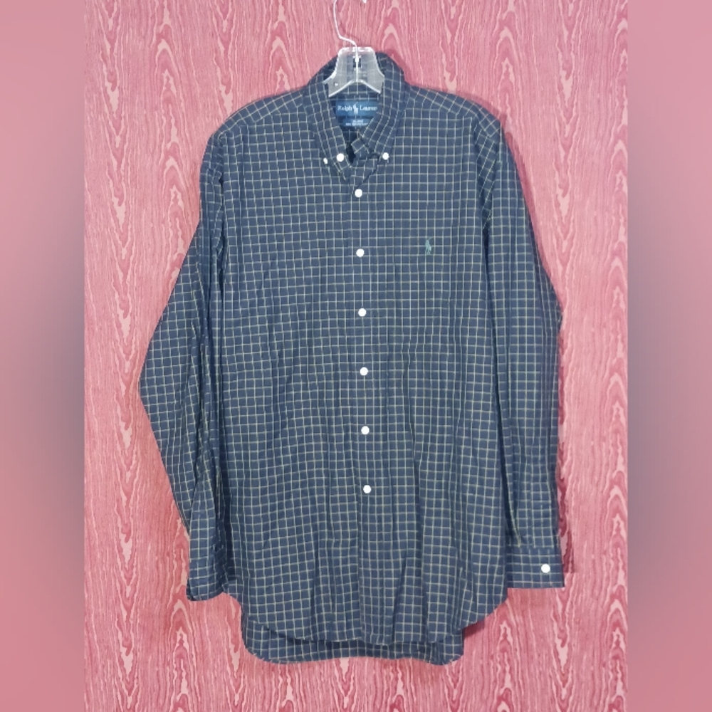 RALPH LAUREN BLAKE Long Sleeve Button Collared Check Casual Shirt Men's Sz Lg